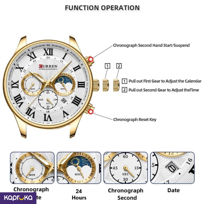 Curren Gents Wrist Watch With Modern Black 3 Meter Dial Stainless Steel Silver Gold Analog Watch