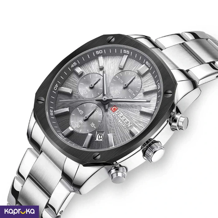 Curren Gents Wrist Watch With Modern 3 Meter Black Dial Stainless Steel Silver Analog Watch