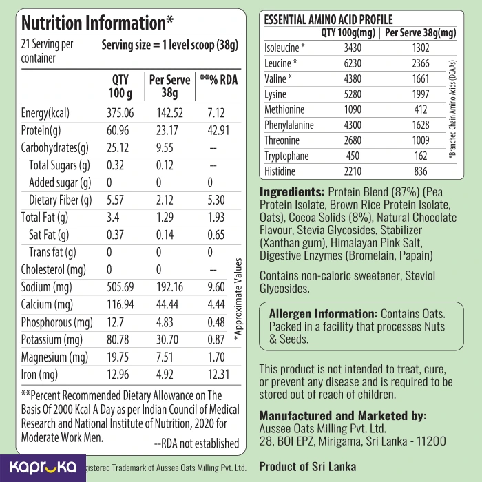 Onyx Plant Protein Belgium Chocolate Sachet