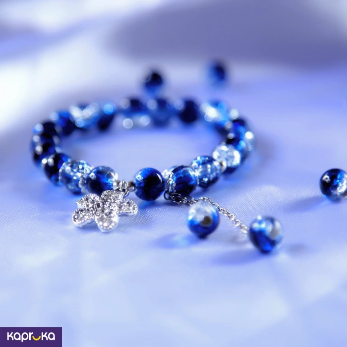 Sapphire Blue Flower Crackle Quartz Bracelet