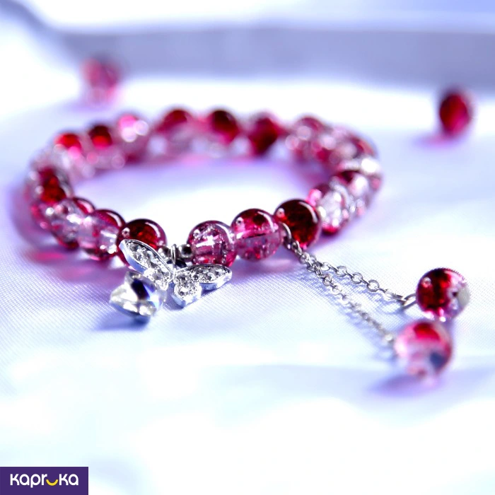 Ruby Red Butterfly Crackle Quartz Bracelet