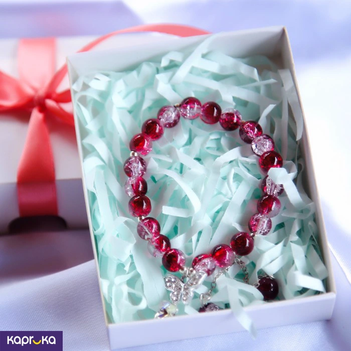 Ruby Red Butterfly Crackle Quartz Bracelet