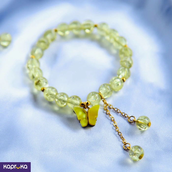 Pastel Yellow Butterfly Crackle Quartz Bracelet