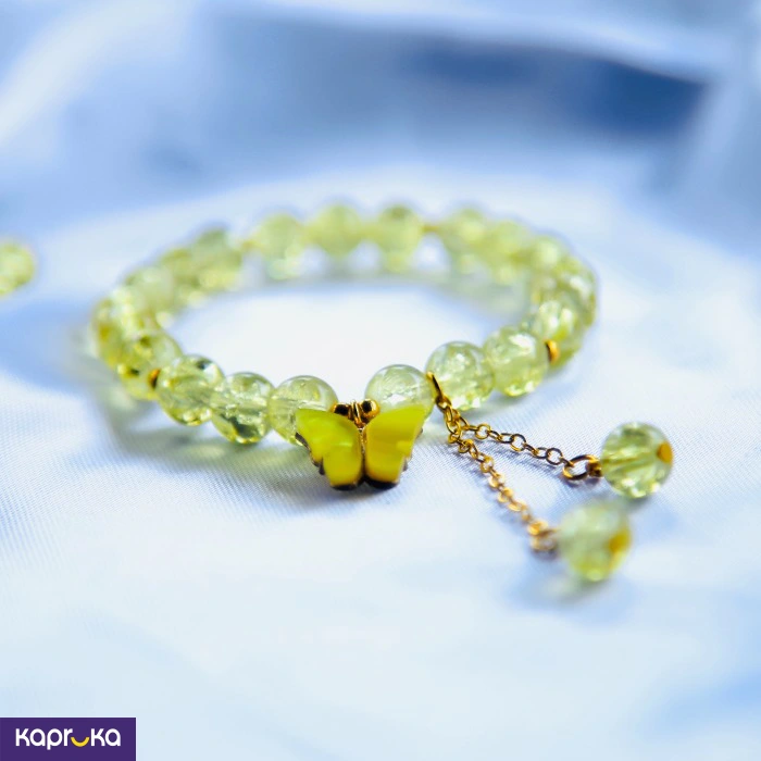 Pastel Yellow Butterfly Crackle Quartz Bracelet