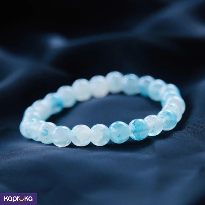 Aqua Blue Agate Beaded Bracelet