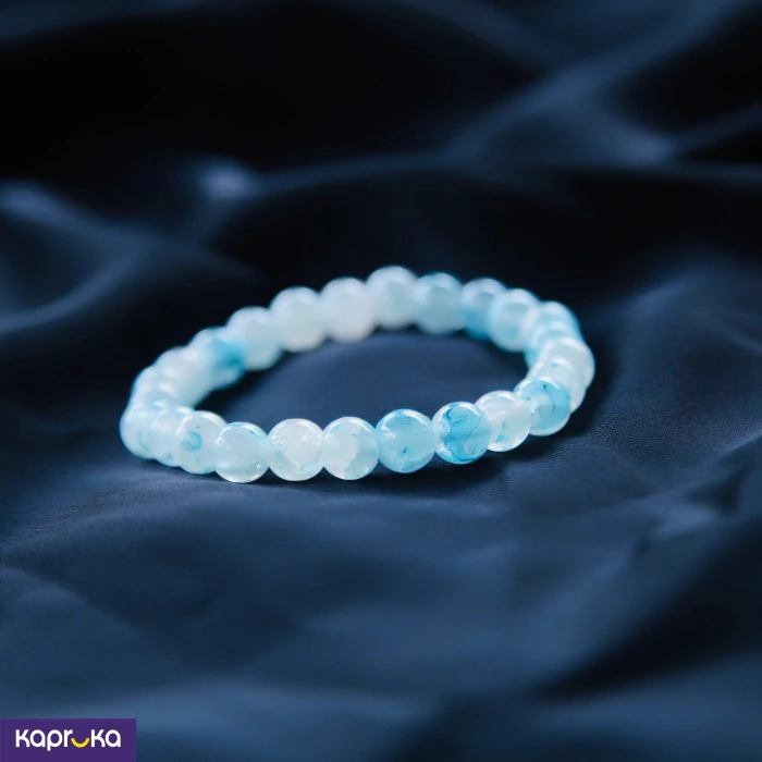 Aqua Blue Agate Beaded Bracelet