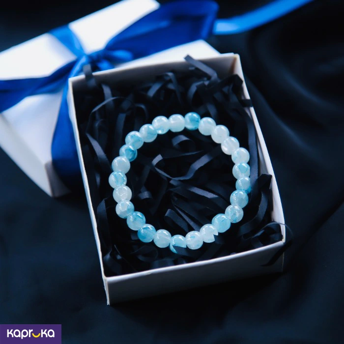 Aqua Blue Agate Beaded Bracelet