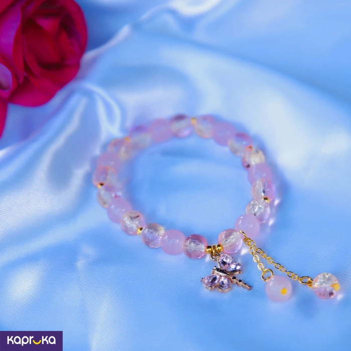 Rose Pink Dragonfly Quartz Bracelet