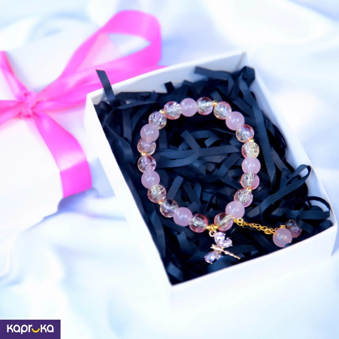 Rose Pink Dragonfly Quartz Bracelet