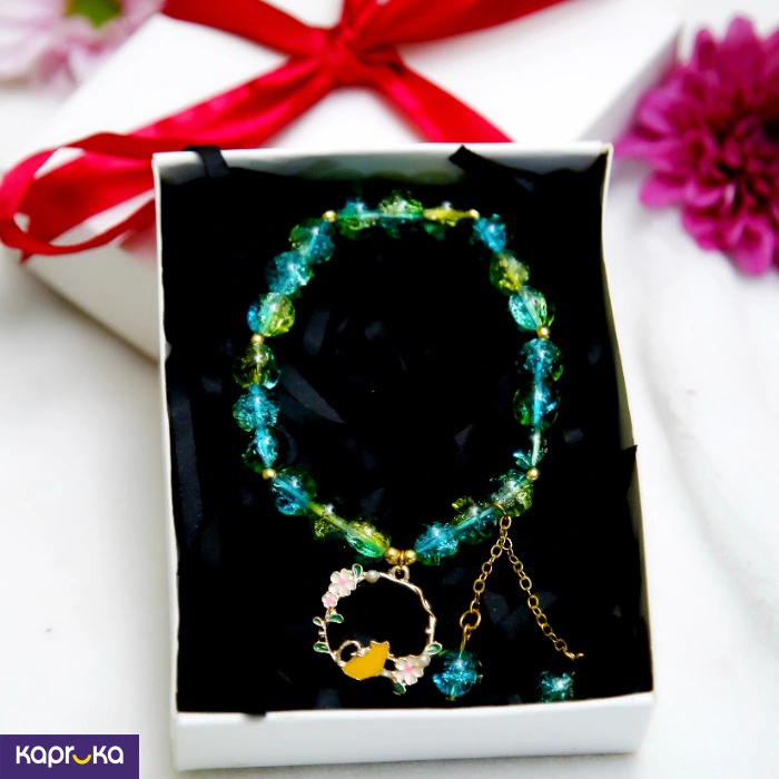 Emerald Forest Kitty Wreath Bracelet