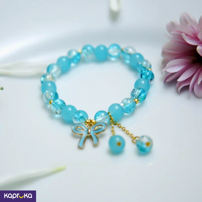 Ocean Blue Bow Crackle Quartz Bracelet