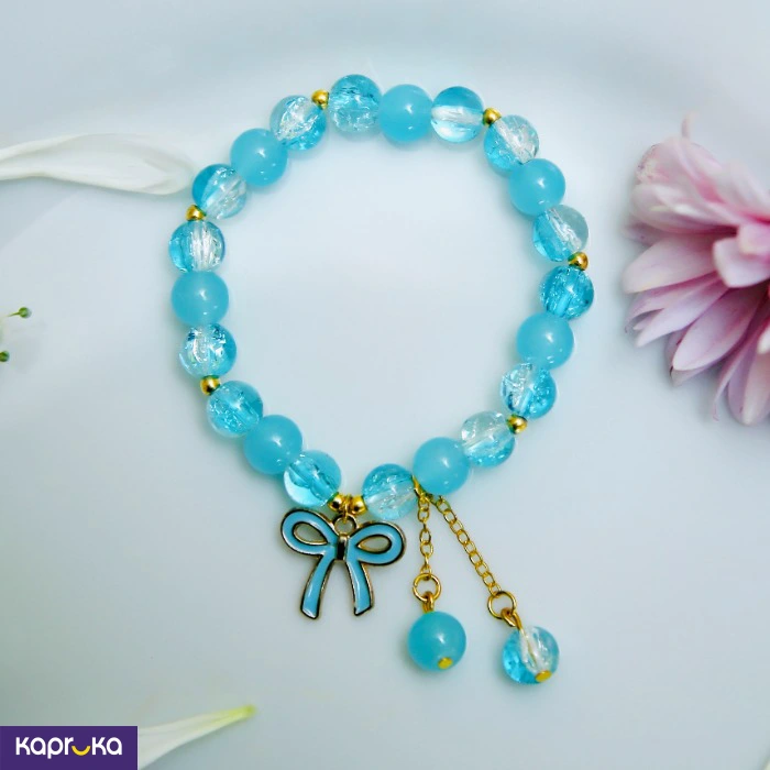 Ocean Blue Bow Crackle Quartz Bracelet