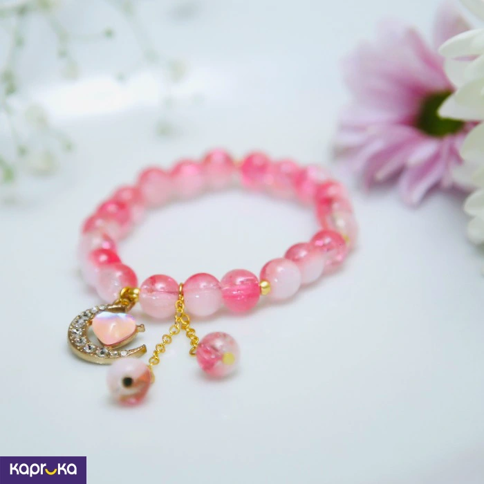 Crystal Moon And Heart Gradient Bracelet