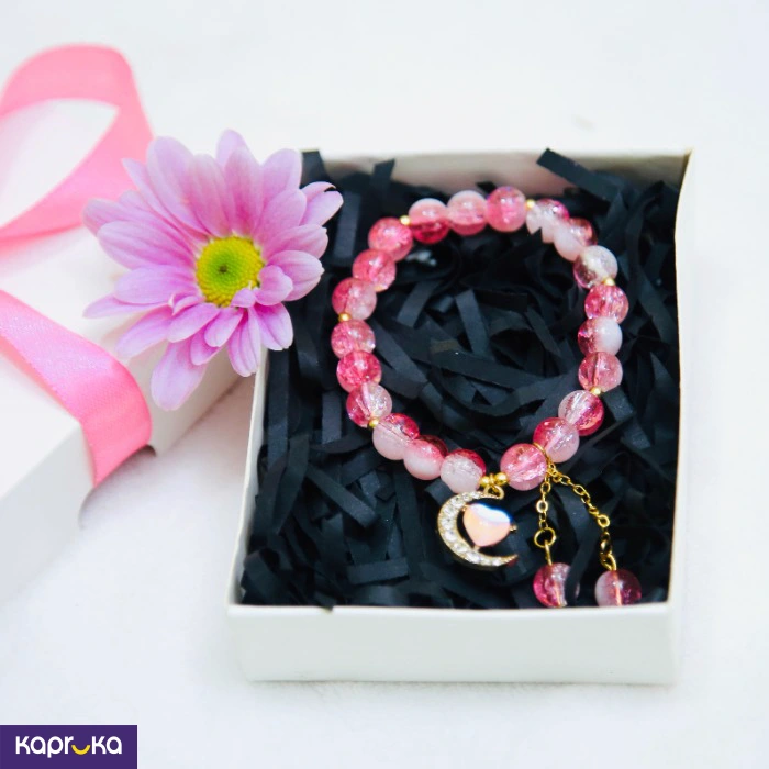 Crystal Moon And Heart Gradient Bracelet