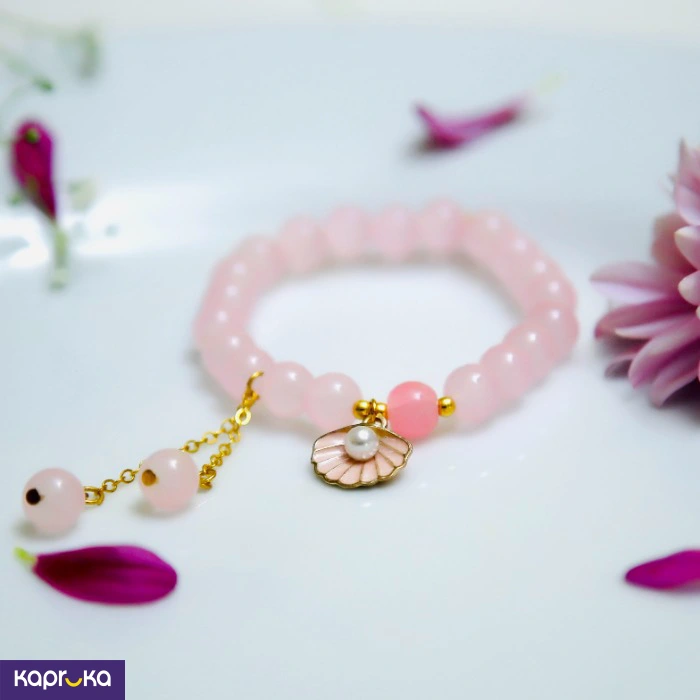 Rose Quartz Seashell Pearl Beaded Bracelet