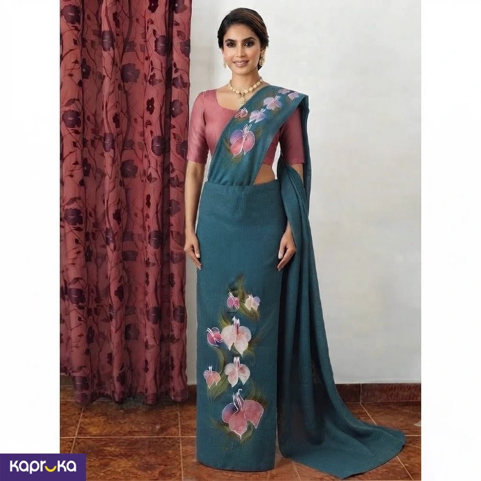 Embroidery Linen Kandyan Osari Saree