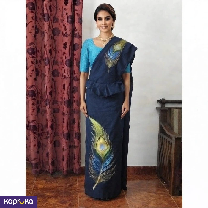 Elegant Peacock Motif Line Kandyan Osari Saree