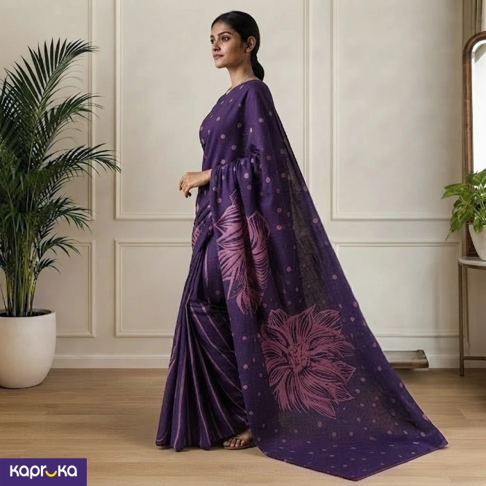 Elegant Purple And Pink Sri Lankan Batik Cotton Saree