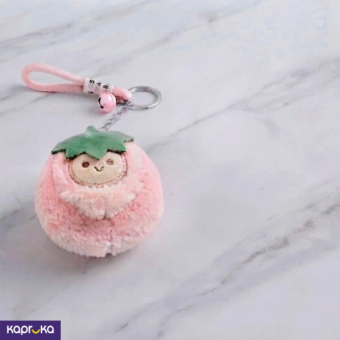 Fluffy Strawberry Cartoon Mirror And Key Chain