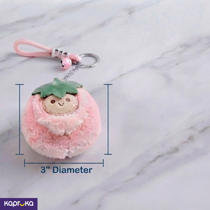 Fluffy Strawberry Cartoon Mirror And Key Chain