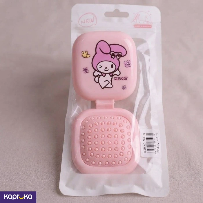 Cute Cartoon Portable Folding Hair Comb With Compact Mirror