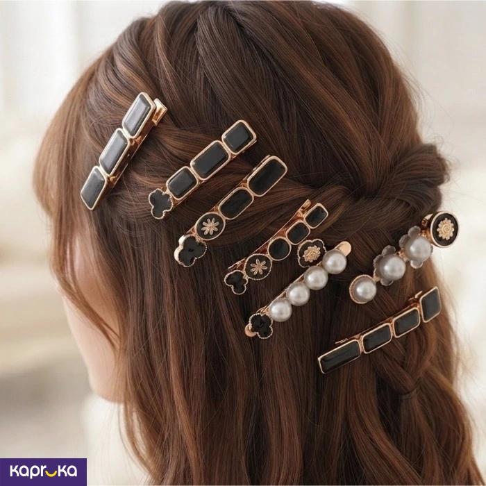 Korean Style Trendy 12pcs Metal And Faux Pearl Hair Clips Set