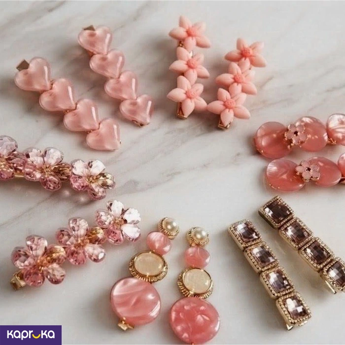 Charming Pink Metal And Faux Pearl 12pcs Hair Clips Set