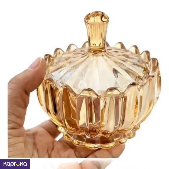 Vintage Amber Glass Covered Candy Pot