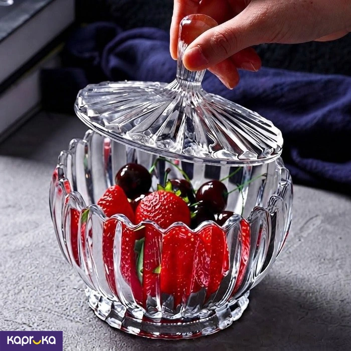 Elegant Crystal Clear Glass Candy Jar