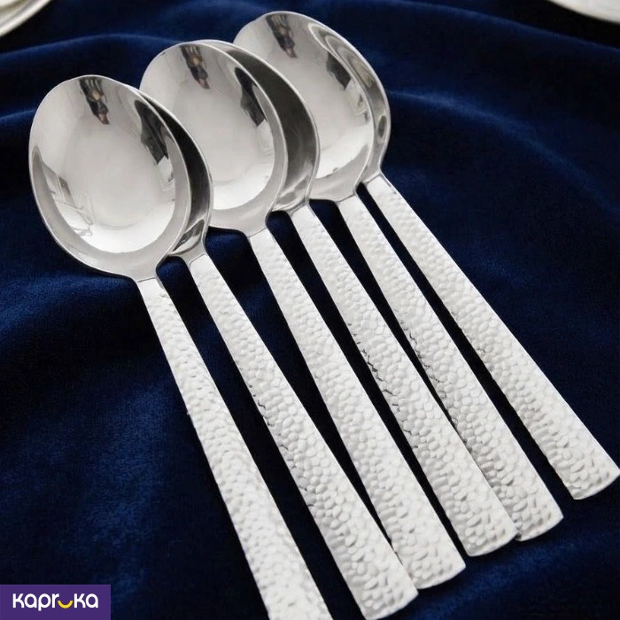 Heavy Duty Textured Handle Stainless Steel Dining Spoons Set 6pcs Dining Spoons