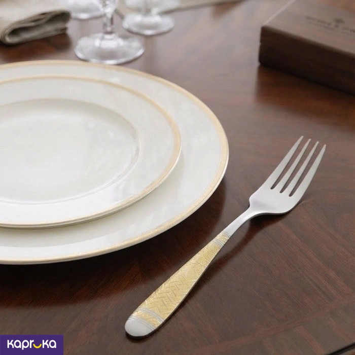 Heavy Duty Stainless Steel Gold Accented Dinner Forks Set 6pcs Forks