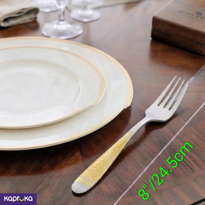 Heavy Duty Stainless Steel Gold Accented Dinner Forks Set 6pcs Forks