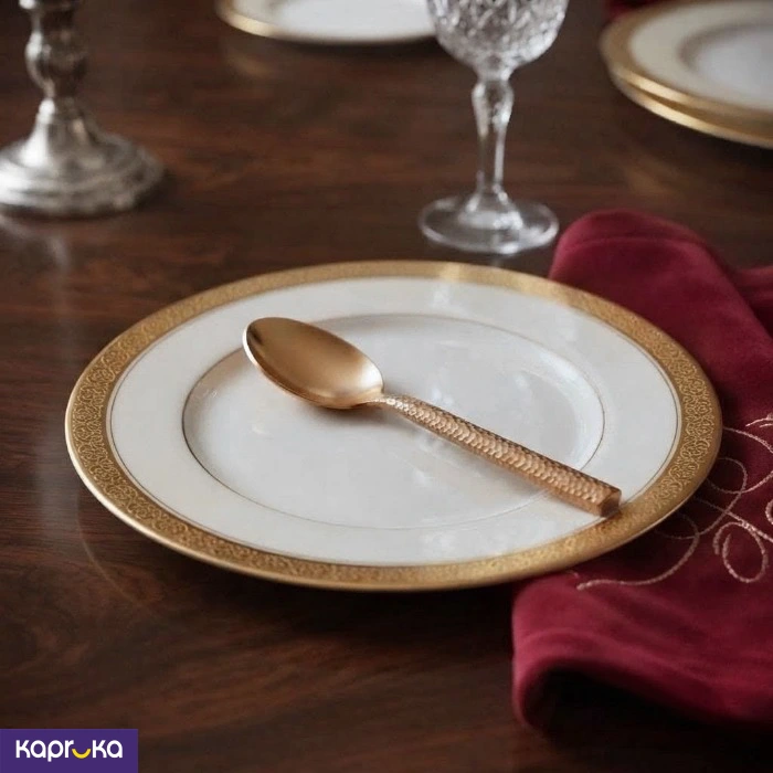 Luxury Hammered Gold Tone Dinner Spoon Set 6pcs