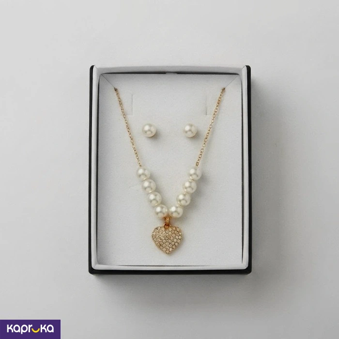 Romantic Faux Pearl And Crystal Heart Fashion Jewelry Set