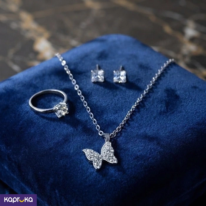Enchanted Butterfly Silver Tone Jewellery Set