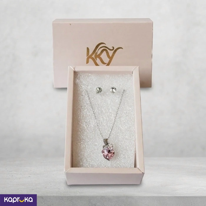 Sparking Crystal Heart Shape Pendant Necklace Set