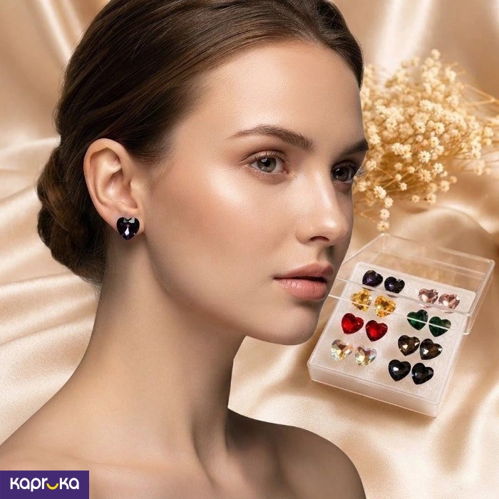 Dazzling Heart Shaped Crystals Earring Set 8 Pair