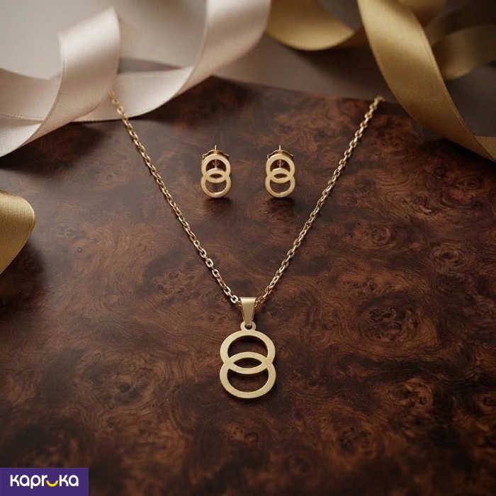 Elegant Double Circle Interlocking Pendant Necklace Set