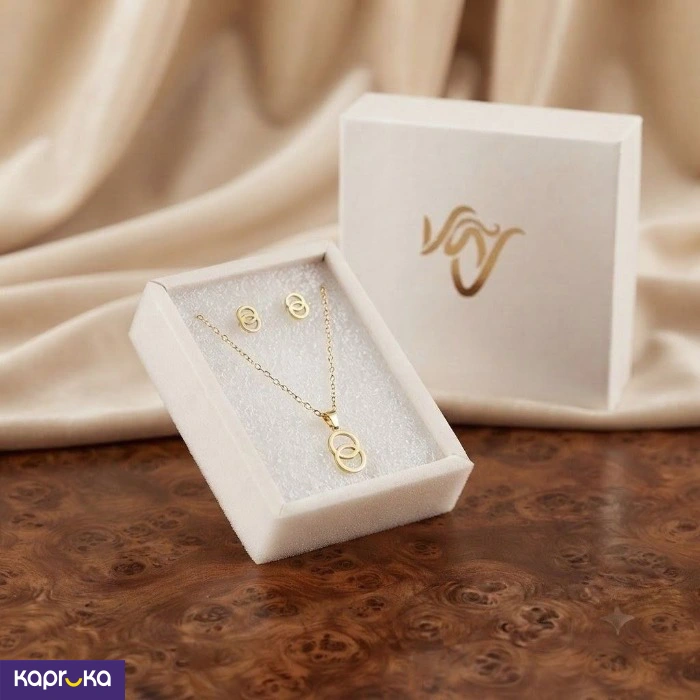 Elegant Double Circle Interlocking Pendant Necklace Set