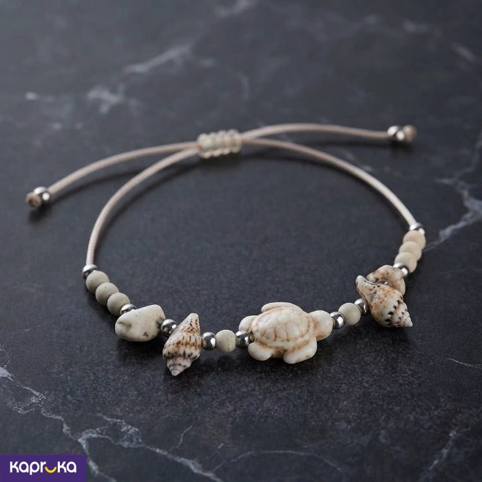 Ocean Breeze Natural Seashell And Turtle Anklets