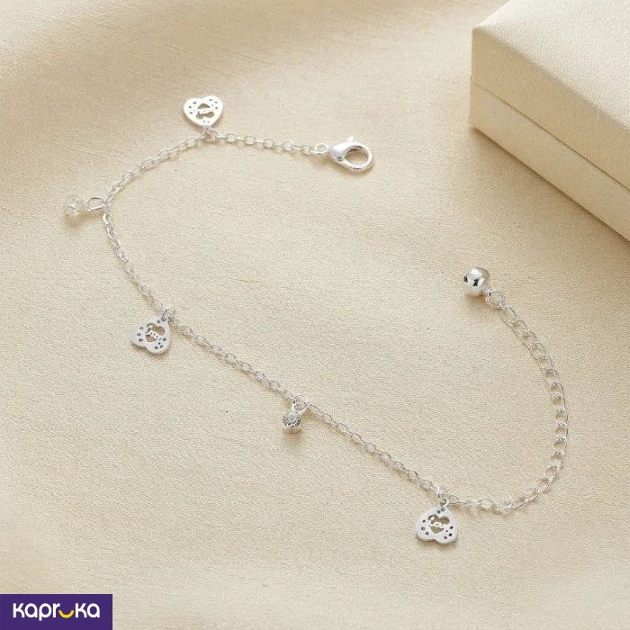 Elegant Silver Tone Charm Anklet