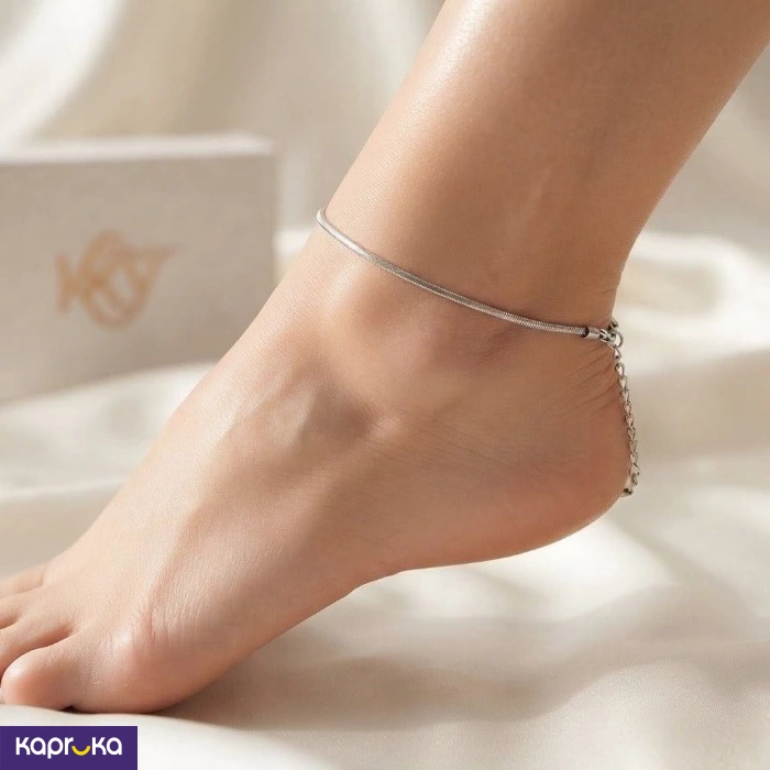 Elegant Silver Tone Snake Chain Anklet