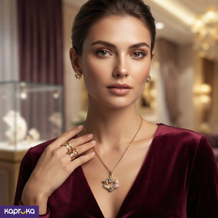 Gold Tone Ocean Dream Rose Elegance 5pcs Jewelry Set