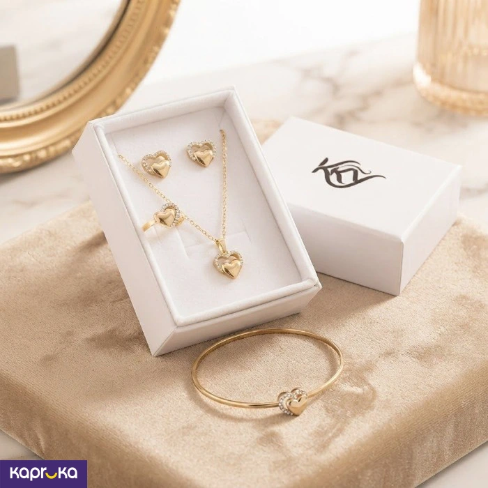 Golden Radiance Double Heart Jewellery 4pcs Set