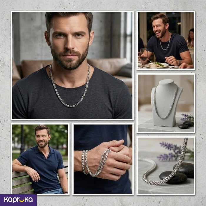 Bold Men Silver Tone Franco Chain