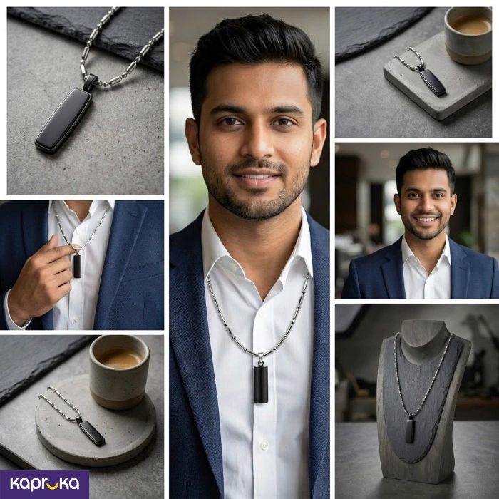 Modern Luxury Black Onyx Style Pendant And Chain