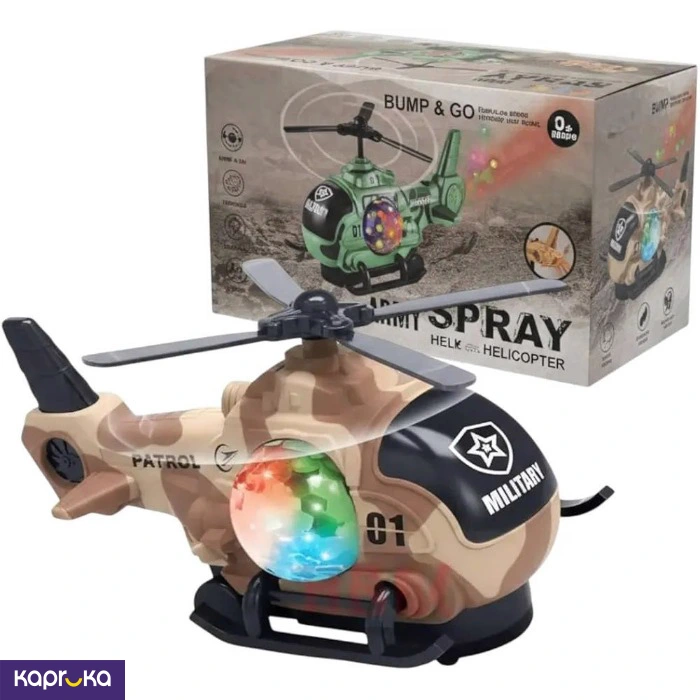 Military Helicopter Toy With Led Light And Smoke Spray