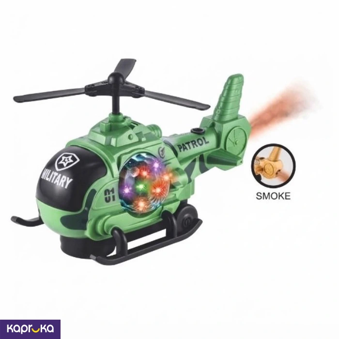 Military Toy Helicopter With Led Light Music Water Smoke Spray