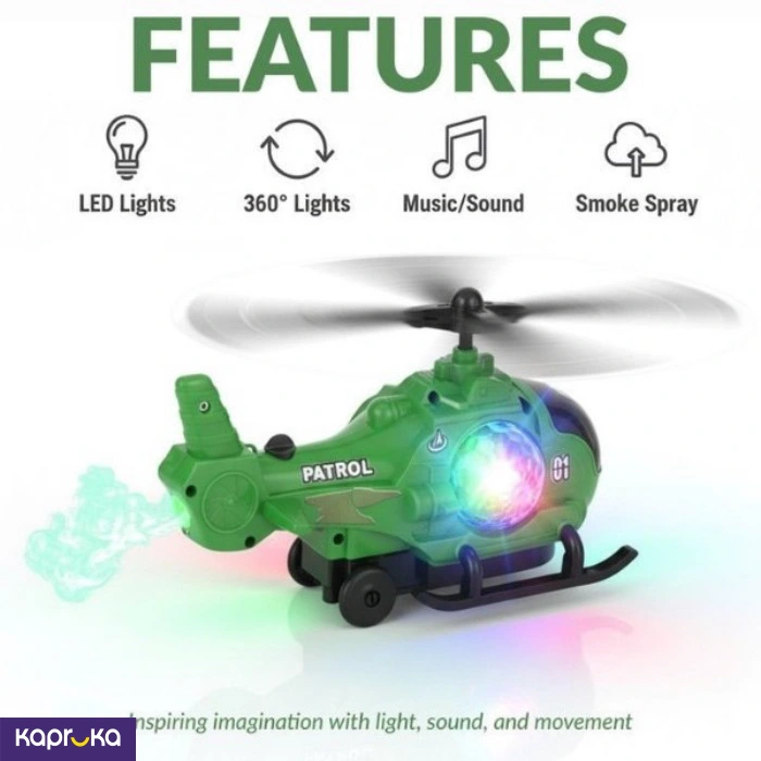 Military Toy Helicopter With Led Light Music Water Smoke Spray