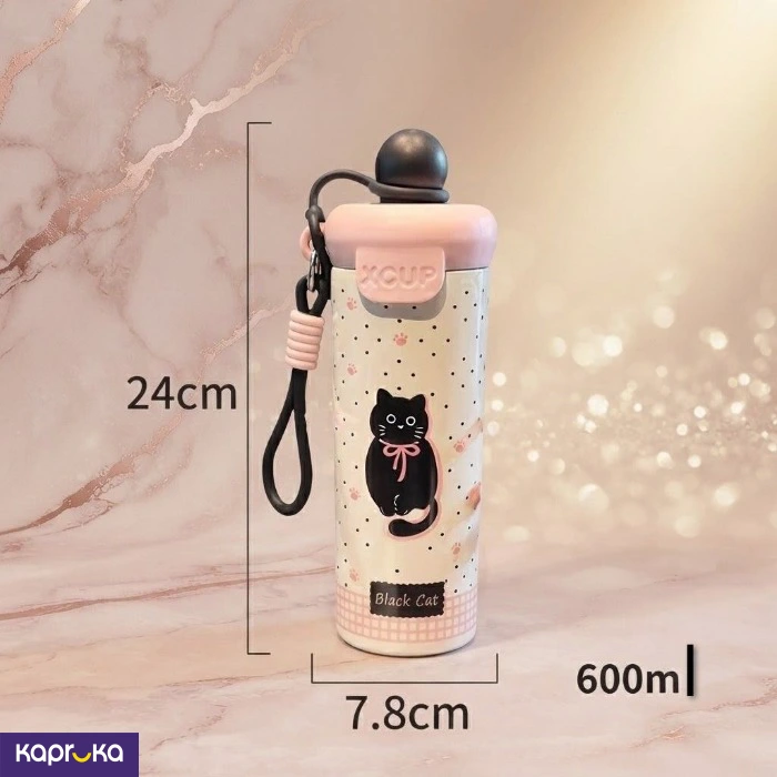 Adorable Black Cat Insulated Cool And Hot Water Bottle